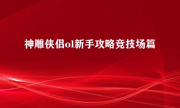 神雕侠侣ol新手攻略竞技场篇