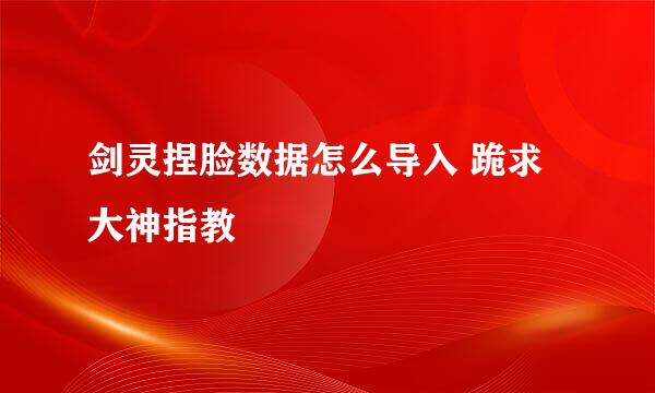 剑灵捏脸数据怎么导入 跪求大神指教