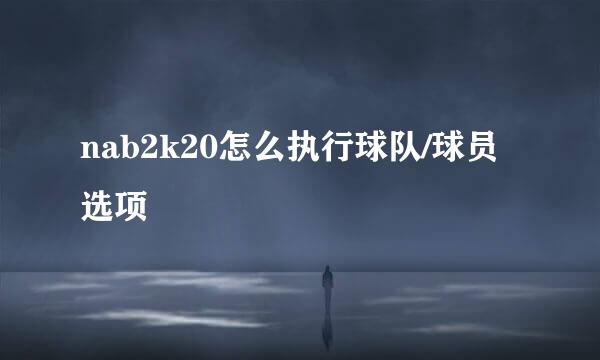 nab2k20怎么执行球队/球员选项