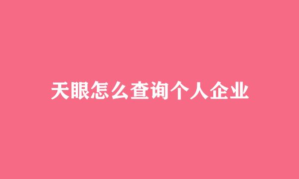 天眼怎么查询个人企业