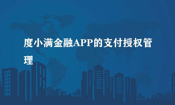 度小满金融APP的支付授权管理