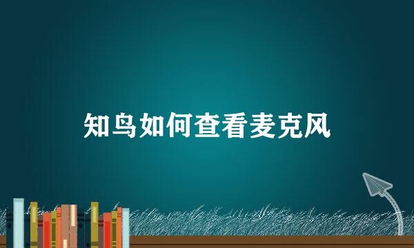 知鸟如何查看麦克风