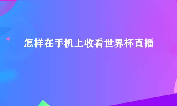 怎样在手机上收看世界杯直播