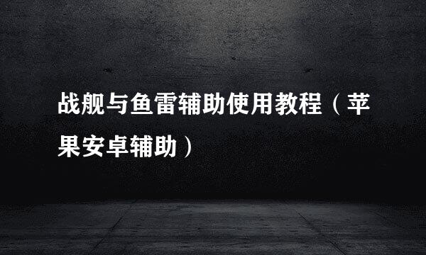 战舰与鱼雷辅助使用教程（苹果安卓辅助）