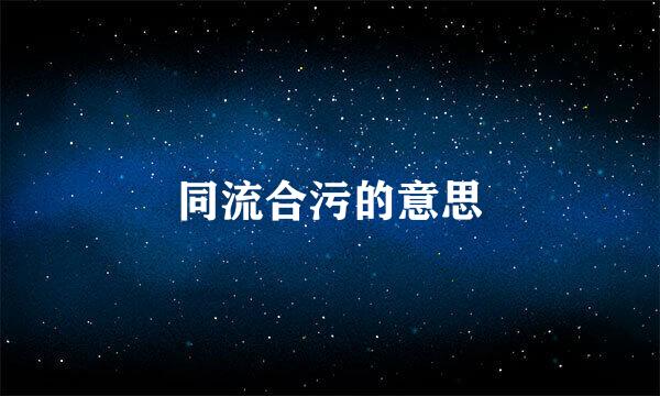同流合污的意思