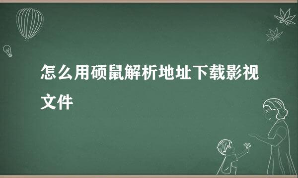 怎么用硕鼠解析地址下载影视文件