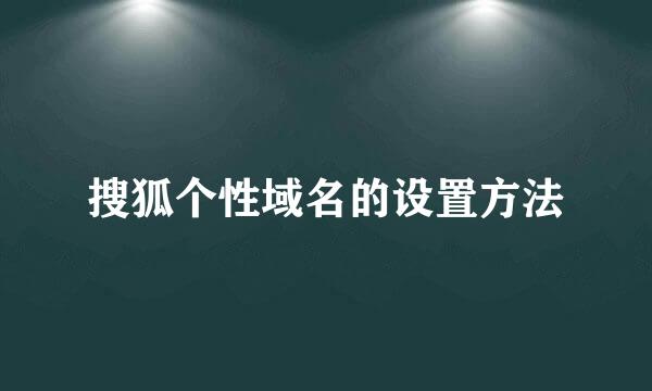 搜狐个性域名的设置方法
