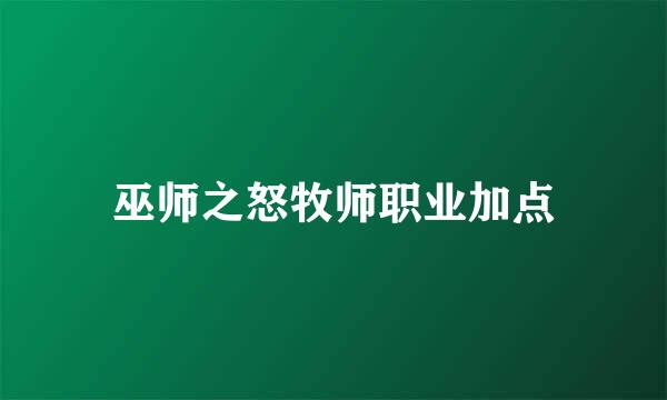 巫师之怒牧师职业加点