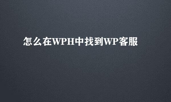 怎么在WPH中找到WP客服