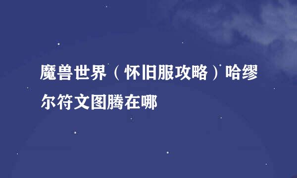 魔兽世界(怀旧服攻略)哈缪尔符文图腾在哪