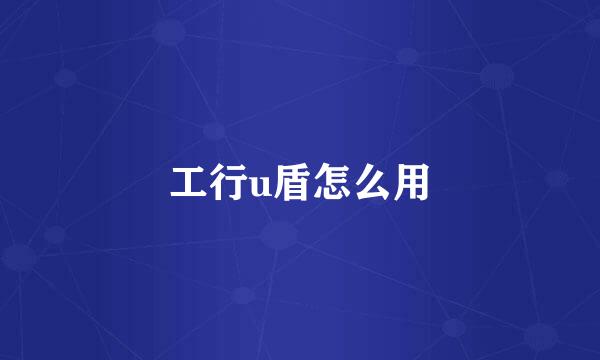 工行u盾怎么用