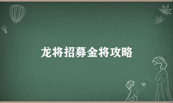 龙将招募金将攻略
