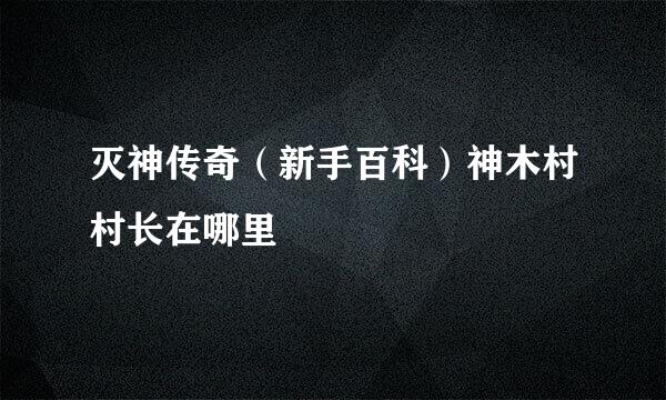 灭神传奇（新手百科）神木村村长在哪里