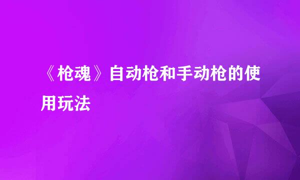 《枪魂》自动枪和手动枪的使用玩法