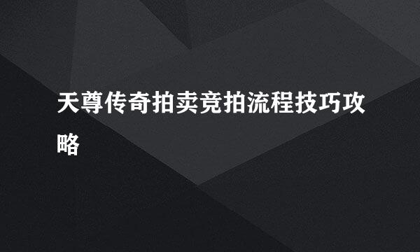 天尊传奇拍卖竞拍流程技巧攻略