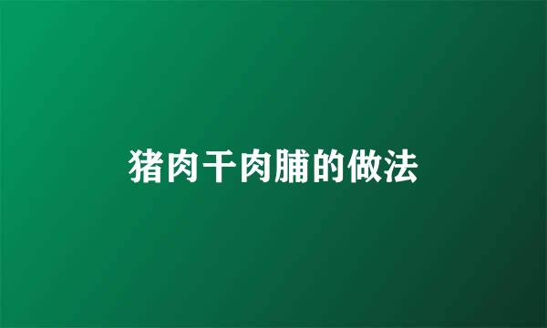 猪肉干肉脯的做法