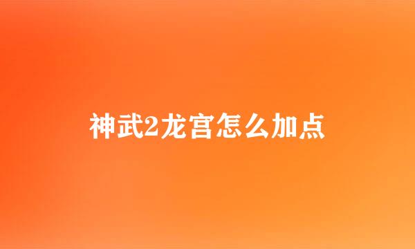 神武2龙宫怎么加点
