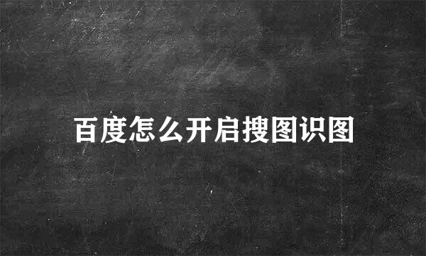 百度怎么开启搜图识图