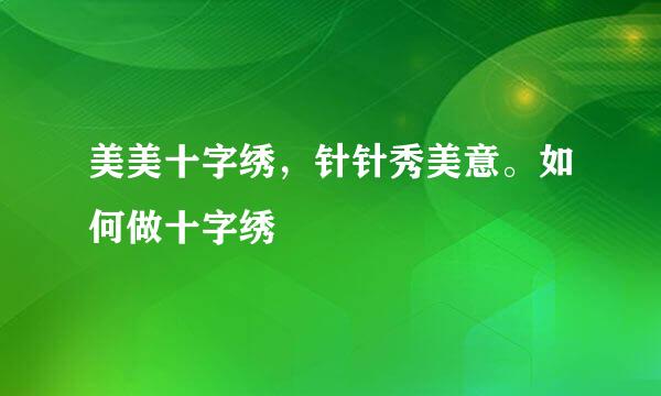 美美十字绣，针针秀美意。如何做十字绣