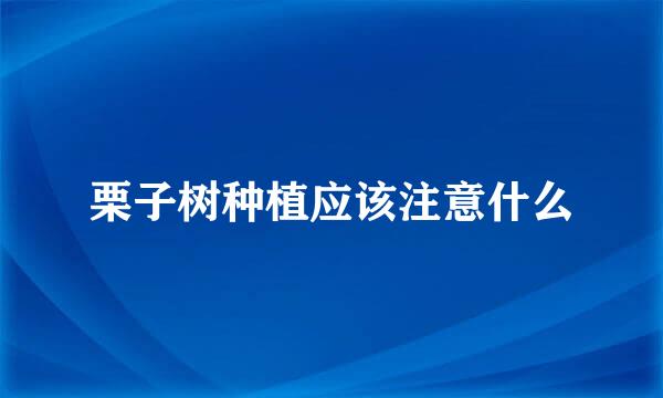 栗子树种植应该注意什么