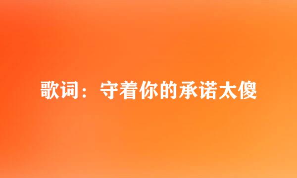 歌词：守着你的承诺太傻