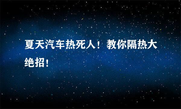 夏天汽车热死人！教你隔热大绝招！