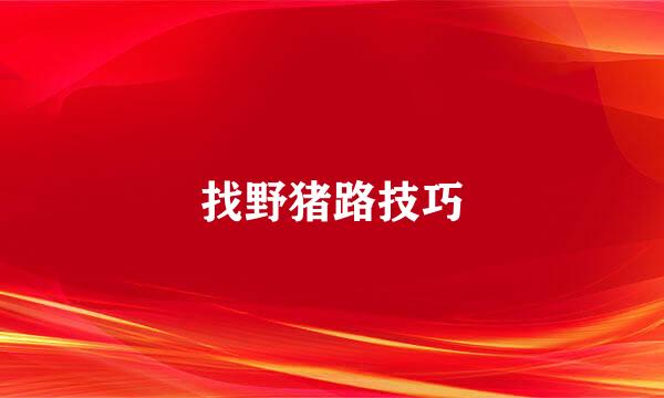 找野猪路技巧