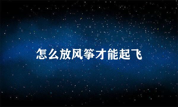 怎么放风筝才能起飞