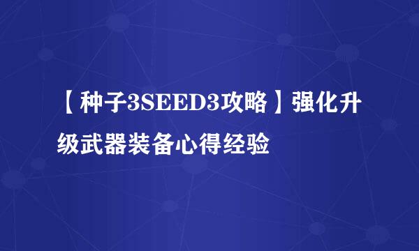 【种子3SEED3攻略】强化升级武器装备心得经验