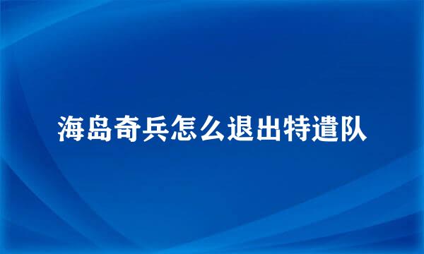海岛奇兵怎么退出特遣队
