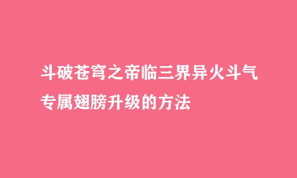斗破苍穹之帝临三界异火斗气专属翅膀升级的方法