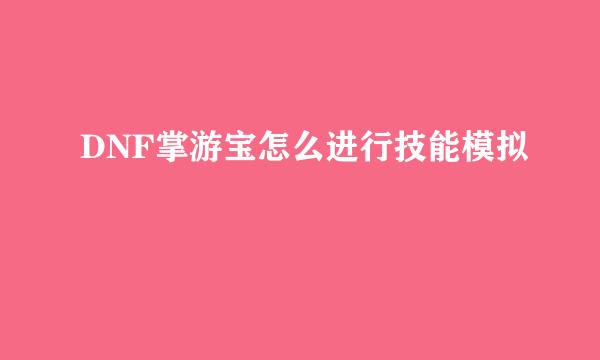 DNF掌游宝怎么进行技能模拟