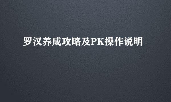 罗汉养成攻略及PK操作说明
