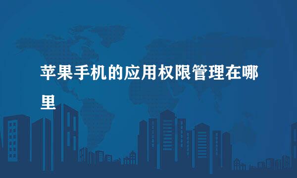 苹果手机的应用权限管理在哪里
