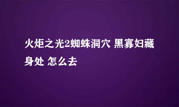火炬之光2蜘蛛洞穴 黑寡妇藏身处 怎么去