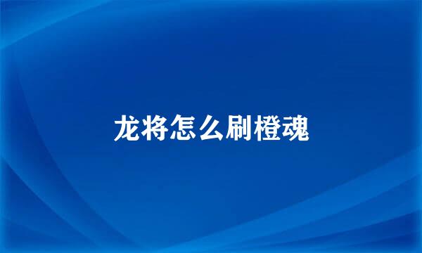 龙将怎么刷橙魂