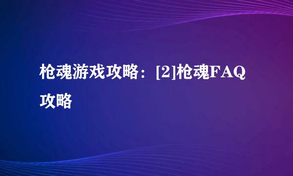 枪魂游戏攻略：[2]枪魂FAQ攻略