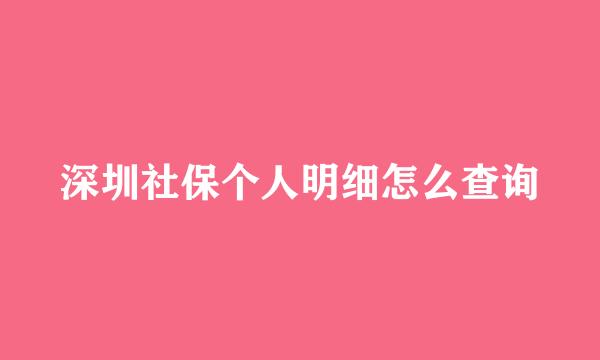 深圳社保个人明细怎么查询