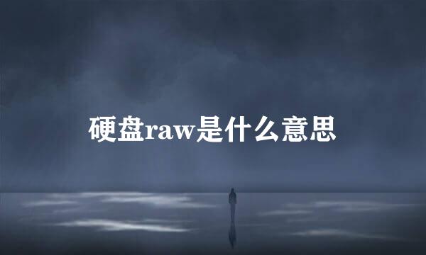 硬盘raw是什么意思