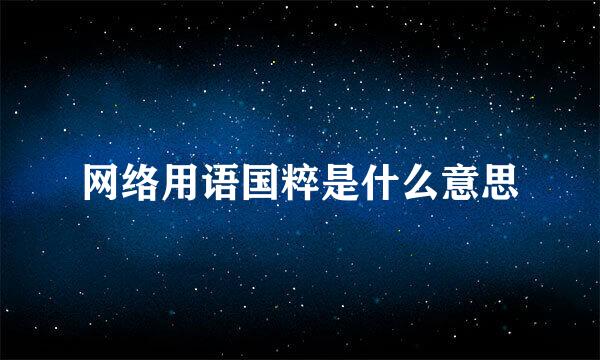 网络用语国粹是什么意思