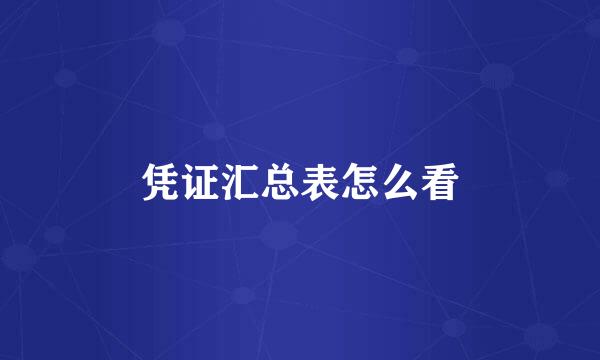 凭证汇总表怎么看
