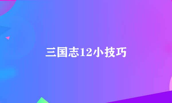 三国志12小技巧