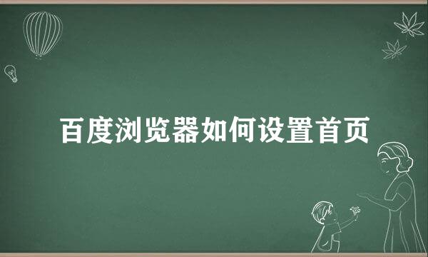 百度浏览器如何设置首页