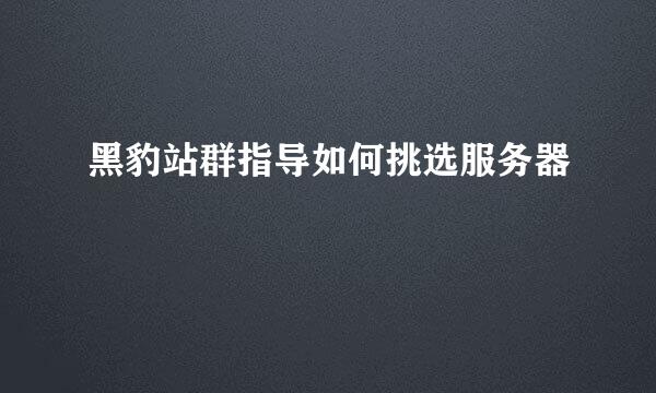 黑豹站群指导如何挑选服务器