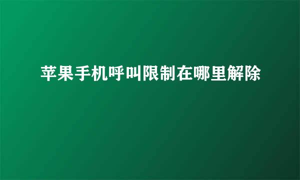 苹果手机呼叫限制在哪里解除