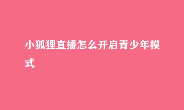 小狐狸直播怎么开启青少年模式