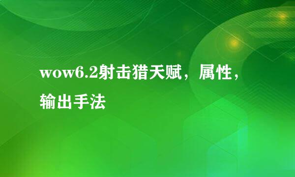 wow6.2射击猎天赋，属性，输出手法