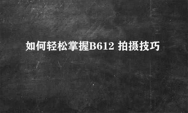 如何轻松掌握B612 拍摄技巧