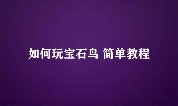 如何玩宝石鸟 简单教程
