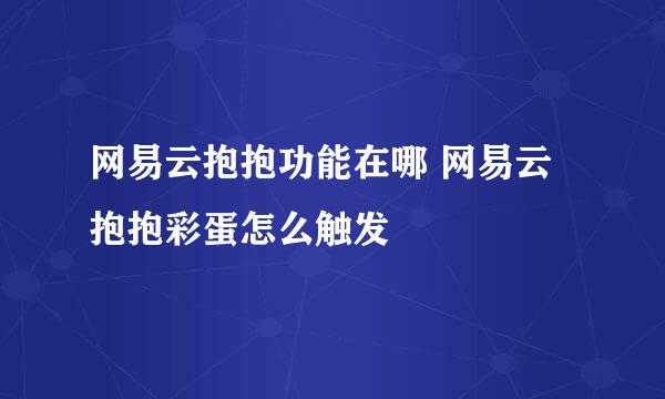 网易云抱抱功能在哪 网易云抱抱彩蛋怎么触发